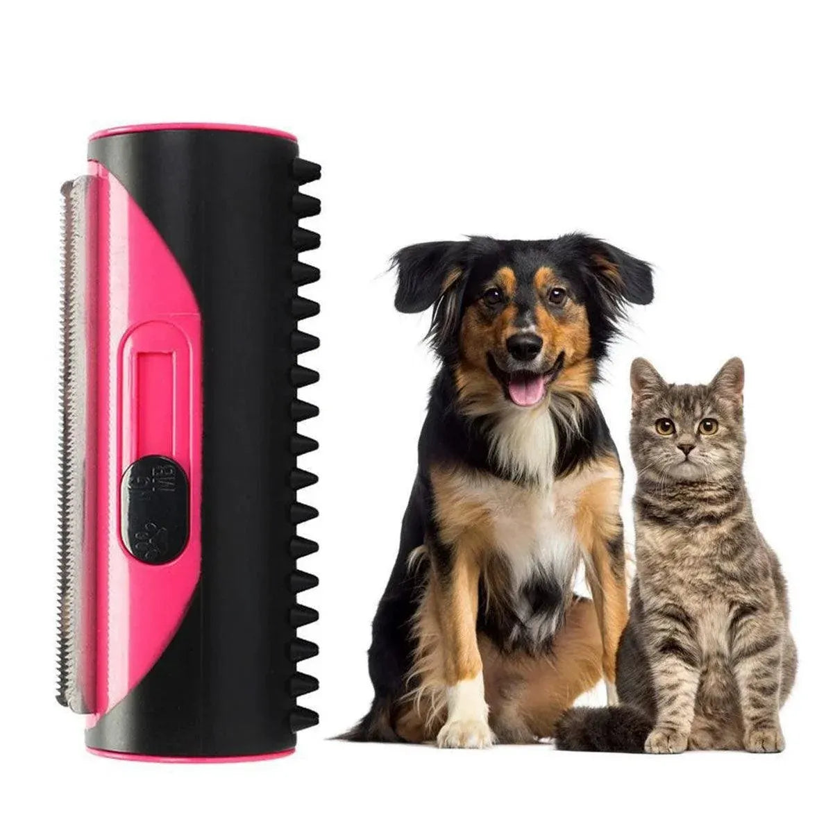 Pet Dog Cat Hair Fur Deshedding Shedding Trimmer Tool Grooming Roll Comb Brush - Red