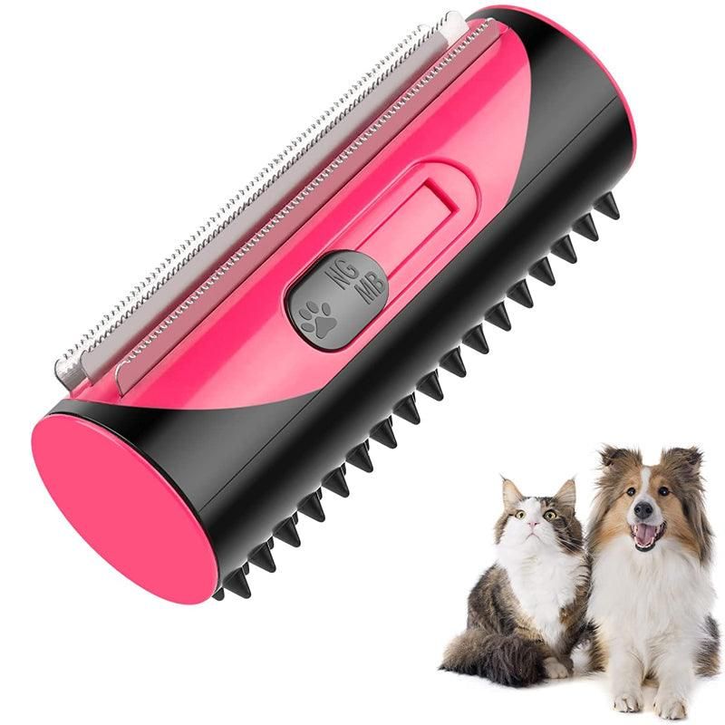 Pet Dog Cat Hair Fur Deshedding Shedding Trimmer Tool Grooming Roll Comb Brush - Red