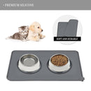 Silicone Pet Feeding Mat Dog Cat Food Bowl Placemat Waterproof Non-Slip Easy Clean - Grey