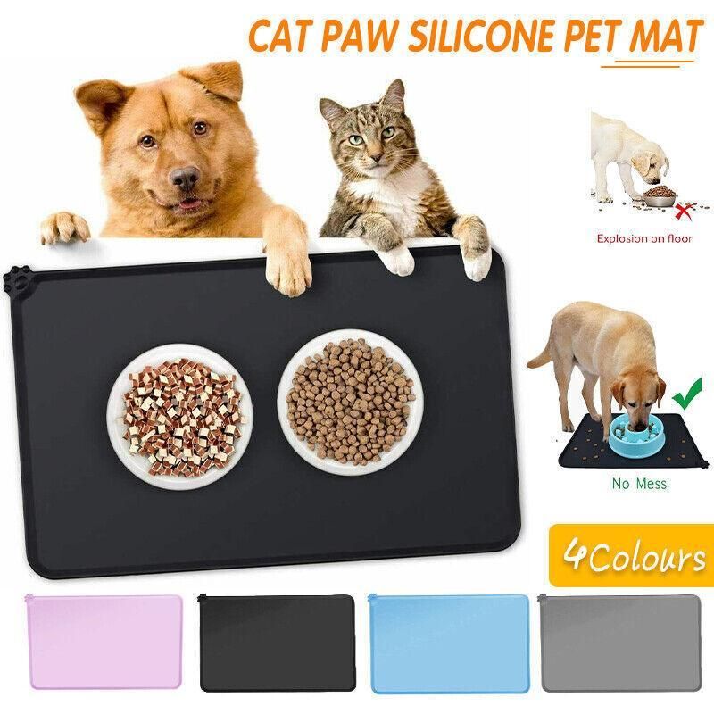 Silicone Pet Feeding Mat Dog Cat Food Bowl Placemat Waterproof Non-Slip Easy Clean - Pink