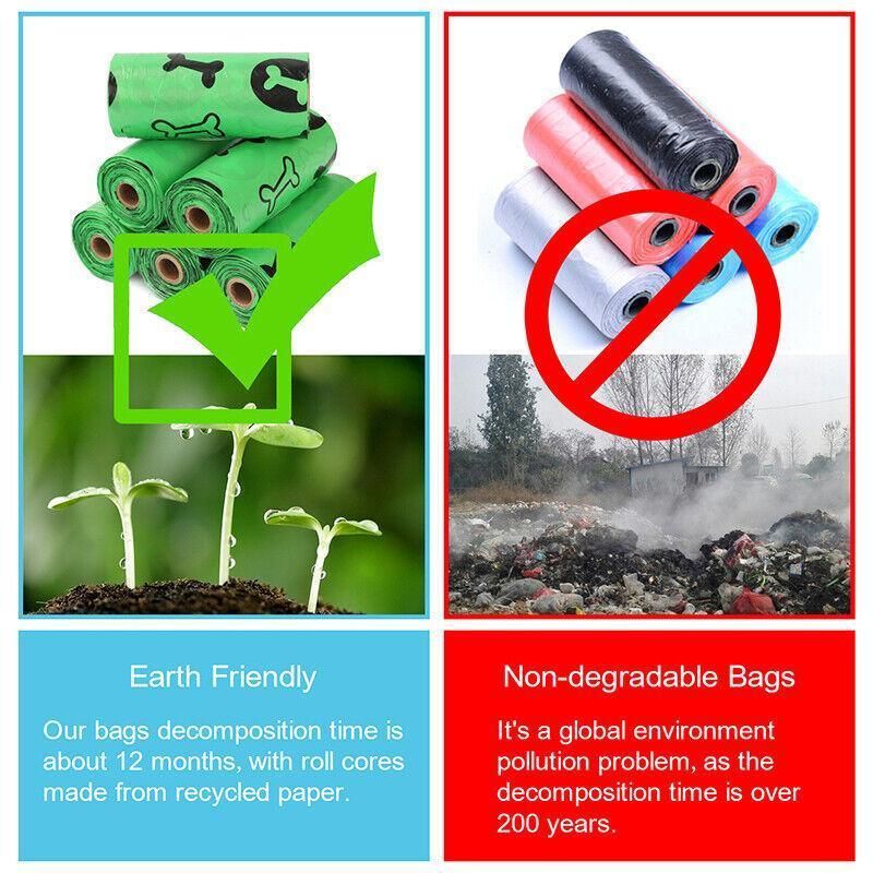 Biodegradable & Compostable Dog Poo Bags Pet Poop Bag Garbage Disposable Clean - 8 Rolls(120 Bags)