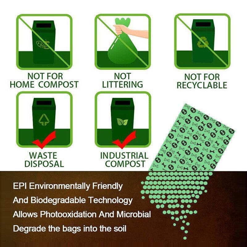 Biodegradable & Compostable Dog Poo Bags Pet Poop Bag Garbage Disposable Clean - 8 Rolls(120 Bags)