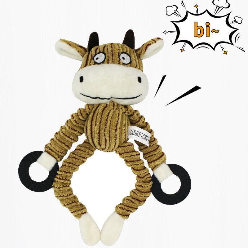 Unstuffed Plush Dog Puppy Pet Squeaker Toys Squeaky Funny Interactive Chew Toy - Beer