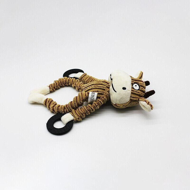 Unstuffed Plush Dog Puppy Pet Squeaker Toys Squeaky Funny Interactive Chew Toy - Cattle