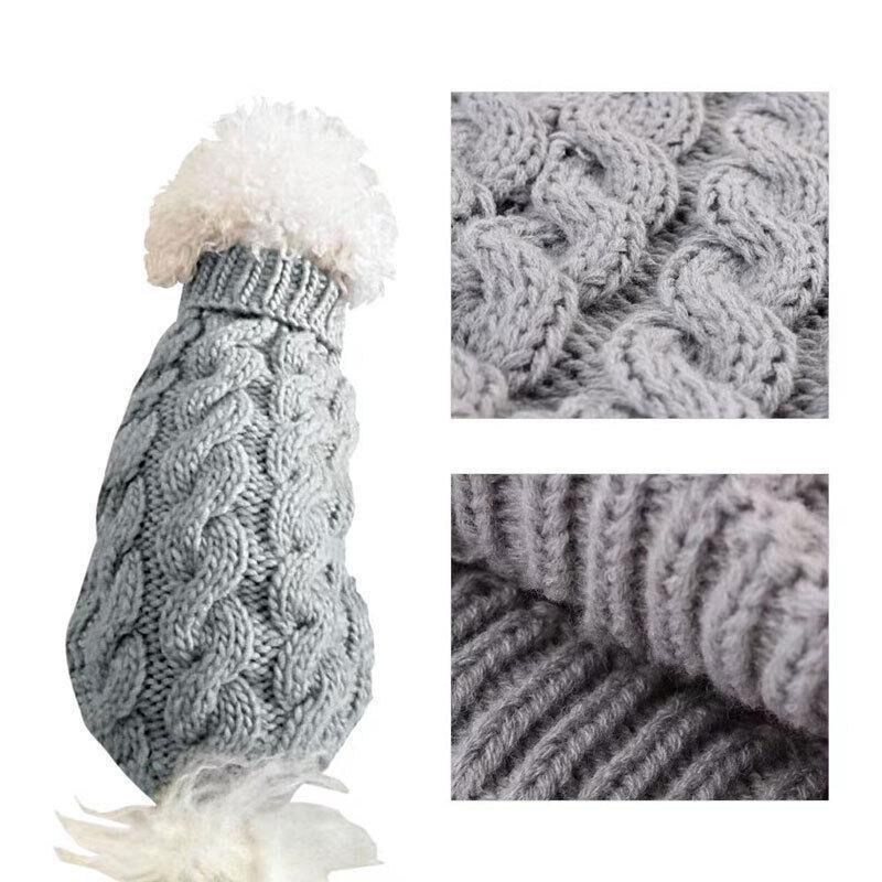Puppy Dog Jumper Winter Warm Knitted Sweater Pet Clothes Small Dogs Coat Thermal XL - Grey