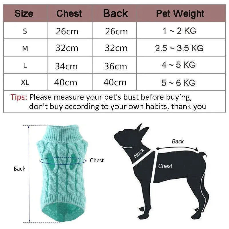 Puppy Dog Jumper Winter Warm Knitted Sweater Pet Clothes Small Dogs Coat Thermal XL - Grey