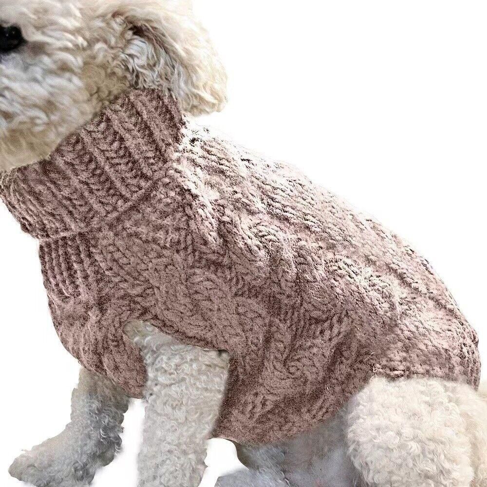 Puppy Dog Jumper Winter Warm Knitted Sweater Pet Clothes Small Dogs Coat Thermal XL - Grey