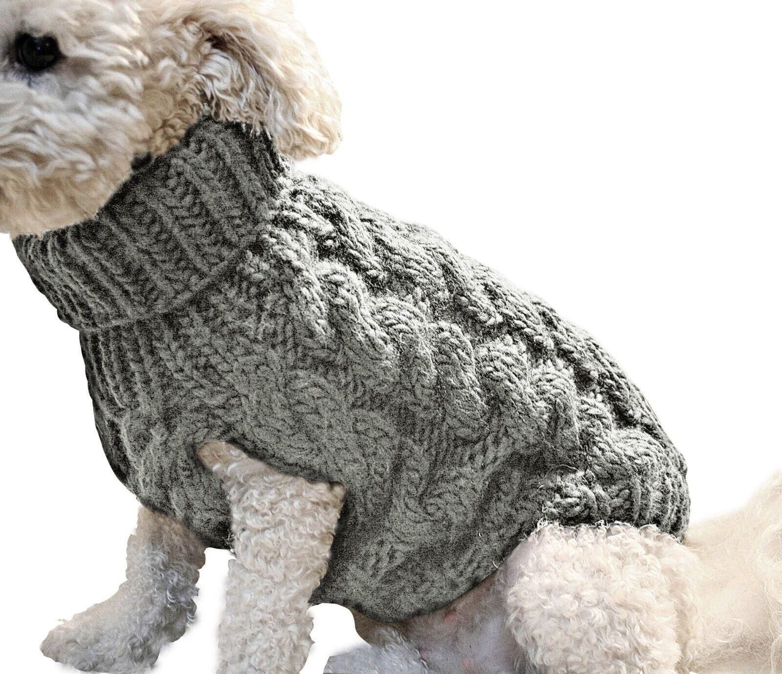 Puppy Dog Jumper Winter Warm Knitted Sweater Pet Clothes Small Dogs Coat Thermal XL - Grey