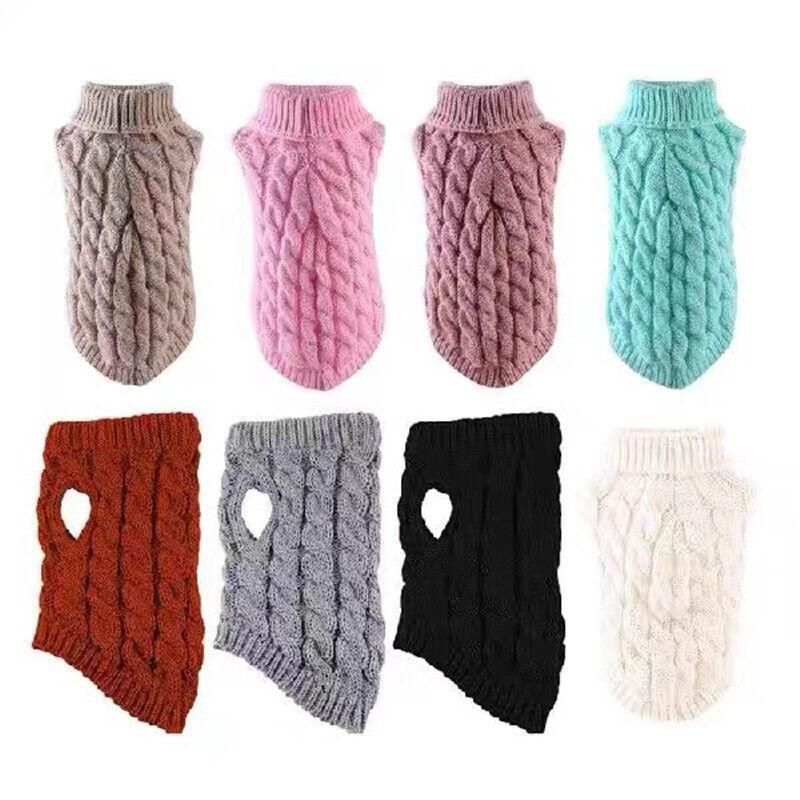 Puppy Dog Jumper Winter Warm Knitted Sweater Pet Clothes Small Dogs Coat Thermal XL - Leather Pink