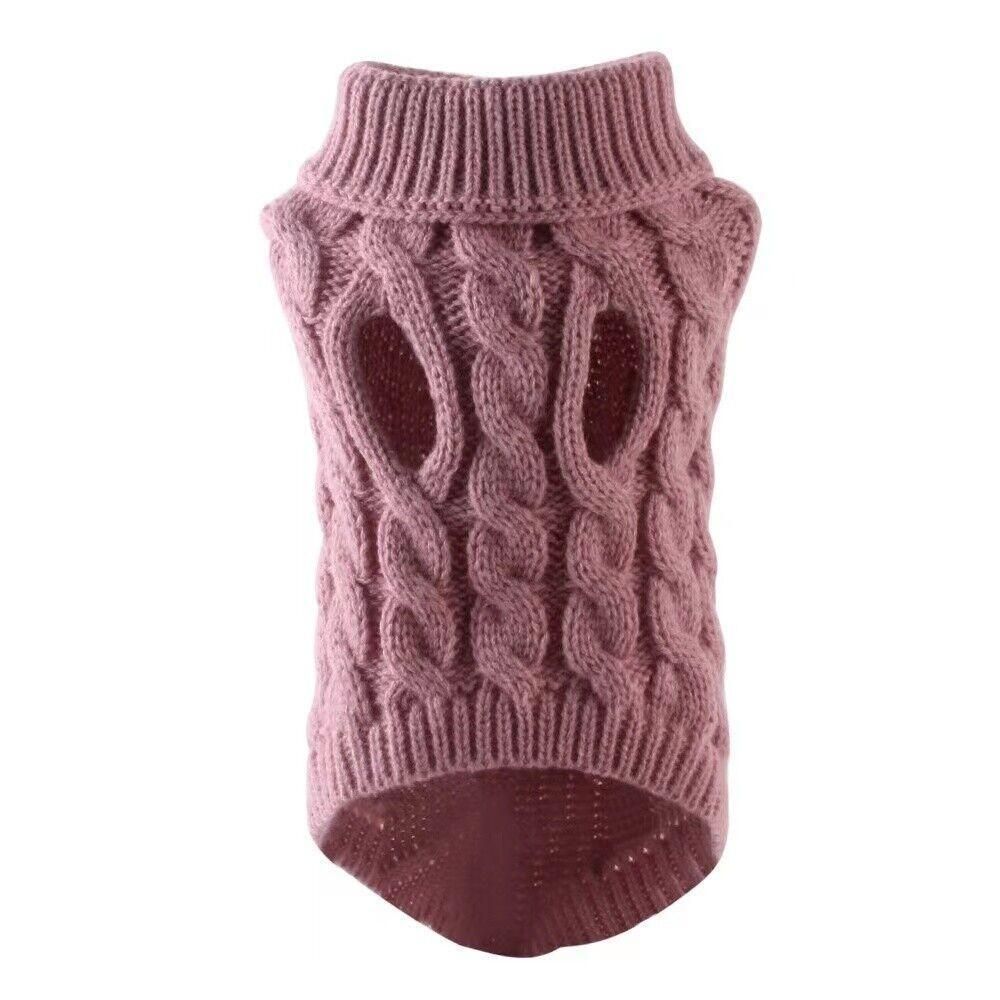 Puppy Dog Jumper Winter Warm Knitted Sweater Pet Clothes Small Dogs Coat Thermal XL - Leather Pink