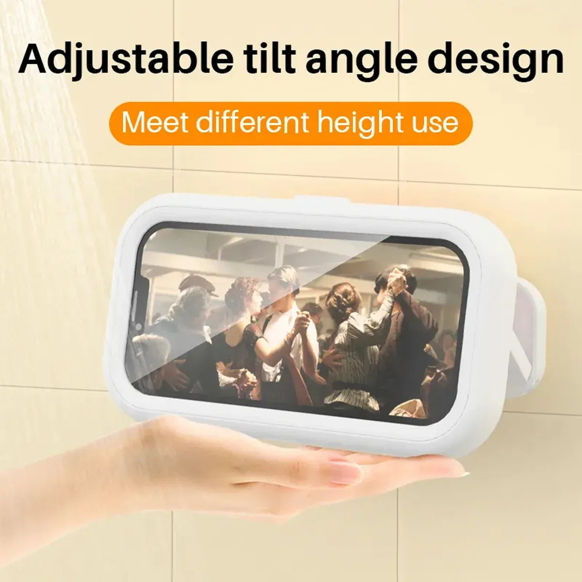 Waterproof Rotating Shower Phone Holder 360-Degree Retractable Wall Mount for Bathroom
