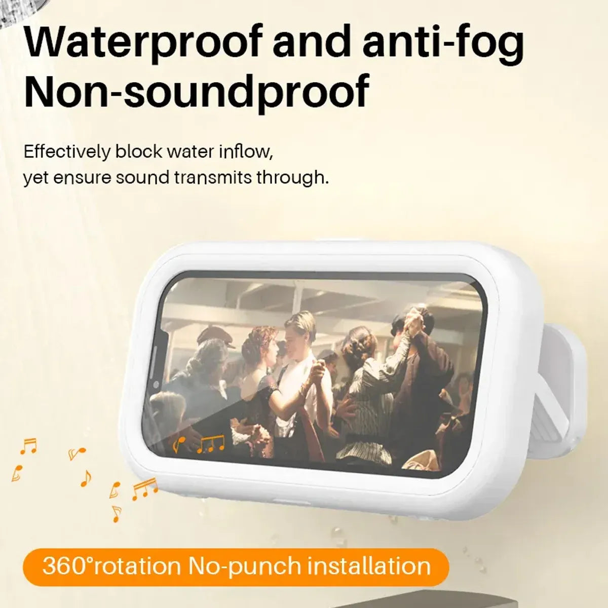 Waterproof Rotating Shower Phone Holder 360-Degree Retractable Wall Mount for Bathroom