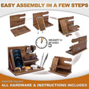 Wooden Mobile Phone Holder Desk Organizer Multifunctional Storage Shelf Stand