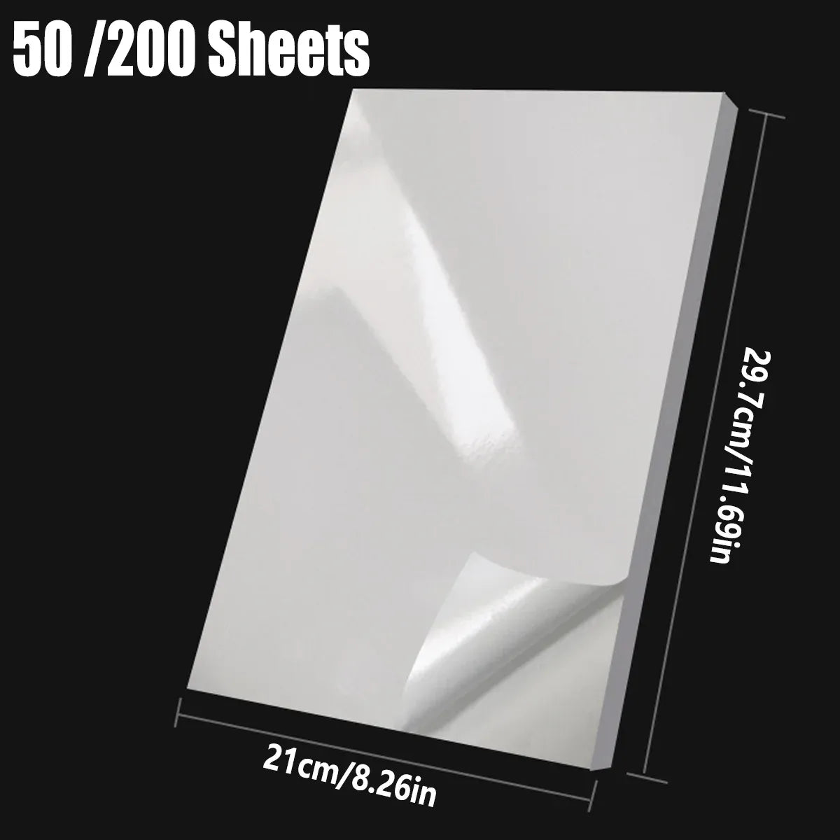 50/200Sheets A4 Adhesive Photo Paper 135 for Inkjet Printer Scrapbook - 200 Sheets