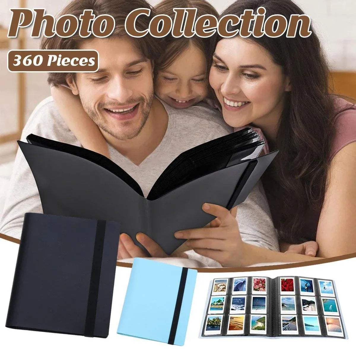 Large Capacity 3Inch Photo Album 360 Pockets Game Card Holder Collection Book - Blue