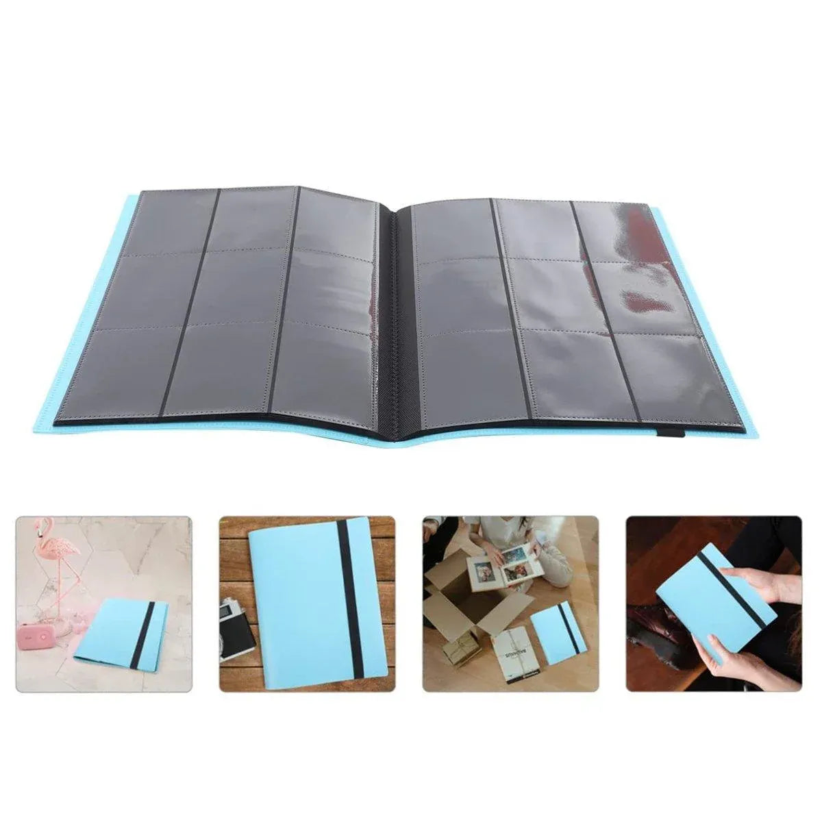 Large Capacity 3Inch Photo Album 360 Pockets Game Card Holder Collection Book - Blue