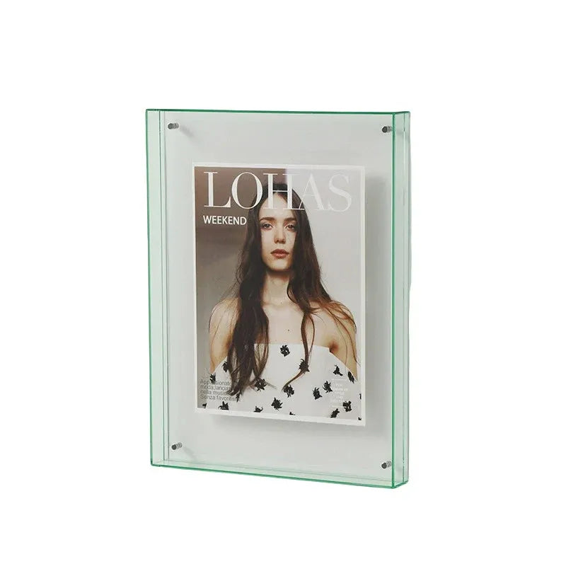 Acrylic Photo Frame Double-Sided Clear Display with Screw Mount – 16x21cm - Green