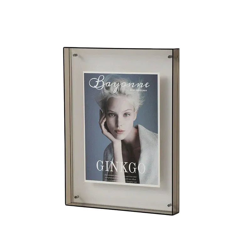 Acrylic Photo Frame Double-Sided Clear Display with Screw Mount – 16x21cm - Grey
