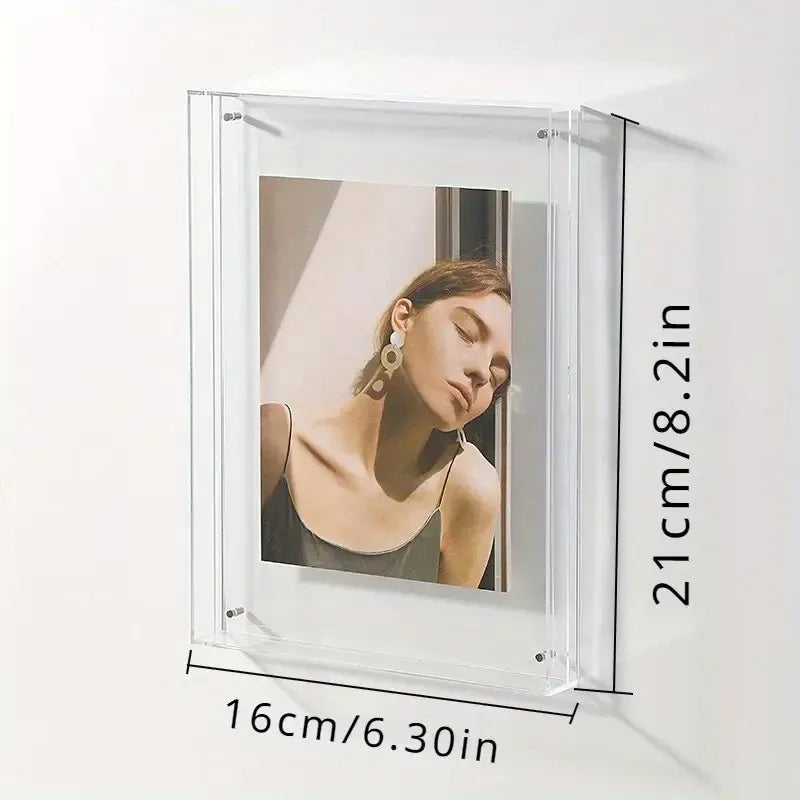 Acrylic Photo Frame Double-Sided Clear Display with Screw Mount – 16x21cm - Grey