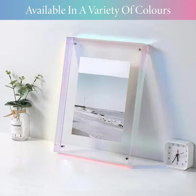 Acrylic Photo Frame Double-Sided Clear Display with Screw Mount – 16x21cm - Grey