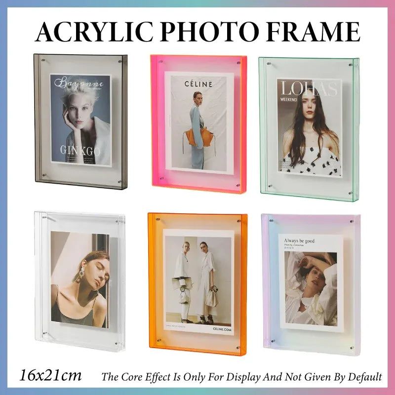 Acrylic Photo Frame Double-Sided Clear Display with Screw Mount – 16x21cm - Grey