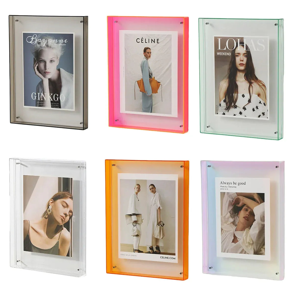 Acrylic Photo Frame Double-Sided Clear Display with Screw Mount – 16x21cm - Orange