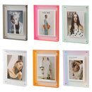 Acrylic Photo Frame Double-Sided Clear Display with Screw Mount – 16x21cm - Orange