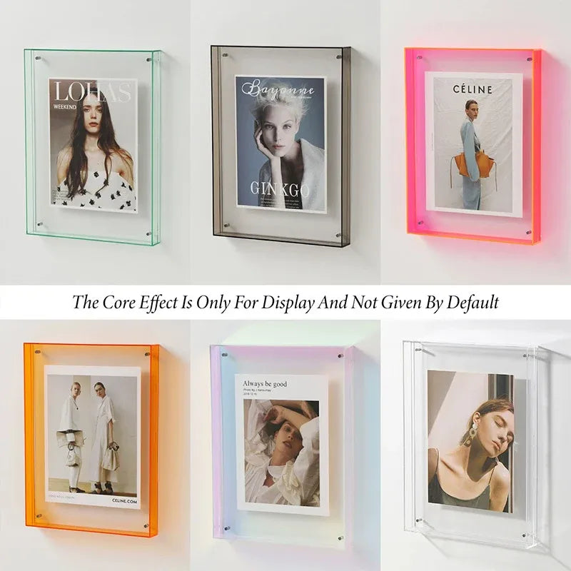 Acrylic Photo Frame Double-Sided Clear Display with Screw Mount – 16x21cm - Orange