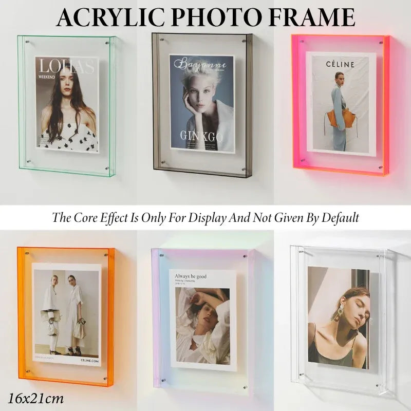 Acrylic Photo Frame Double-Sided Clear Display with Screw Mount – 16x21cm - Colorful