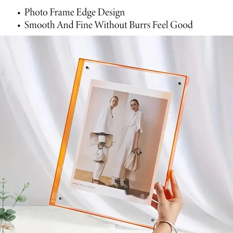 Acrylic Photo Frame Double-Sided Clear Display with Screw Mount – 16x21cm - Colorful