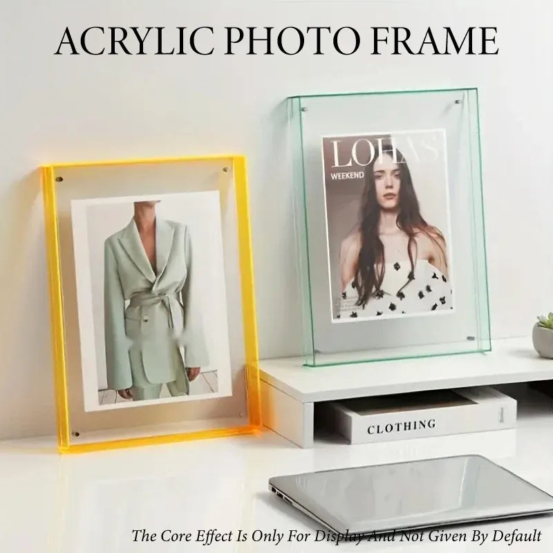 Acrylic Photo Frame Double-Sided Clear Display with Screw Mount – 16x21cm - Colorful