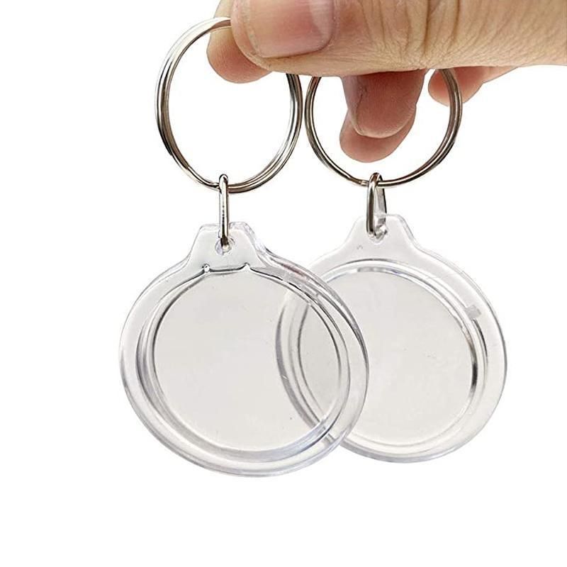 20PCS Keyring Clear Acrylic Photo Key Chain Picture Frame Blanks DIY Rings Gifts