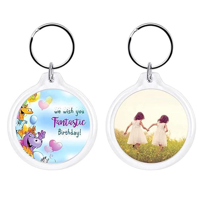 20PCS Keyring Clear Acrylic Photo Key Chain Picture Frame Blanks DIY Rings Gifts