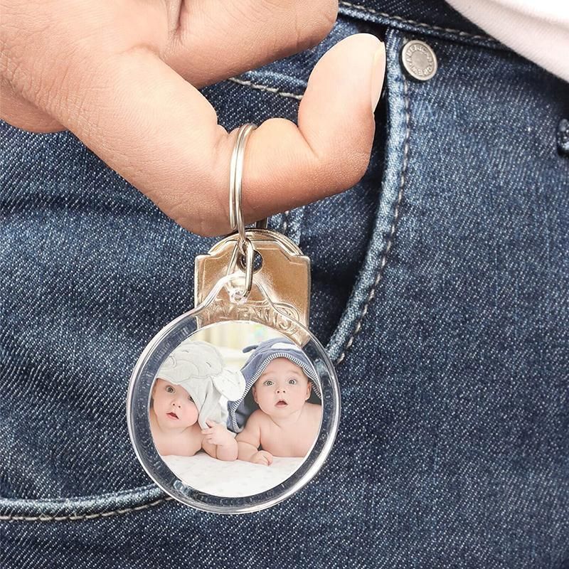 20PCS Keyring Clear Acrylic Photo Key Chain Picture Frame Blanks DIY Rings Gifts
