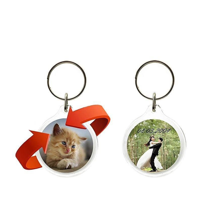 20PCS Keyring Clear Acrylic Photo Key Chain Picture Frame Blanks DIY Rings Gifts