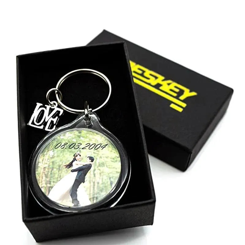 20PCS Keyring Clear Acrylic Photo Key Chain Picture Frame Blanks DIY Rings Gifts