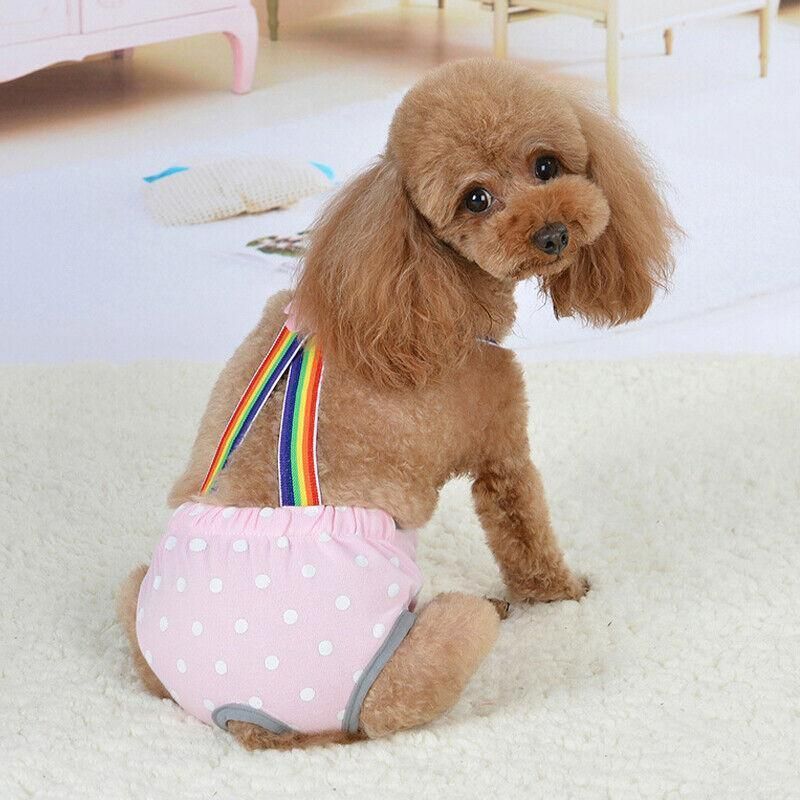 Female Pet Dog Cat Puppy Pant Menstrual Sanitary Nappy Diaper Wrap Underwear Red - L