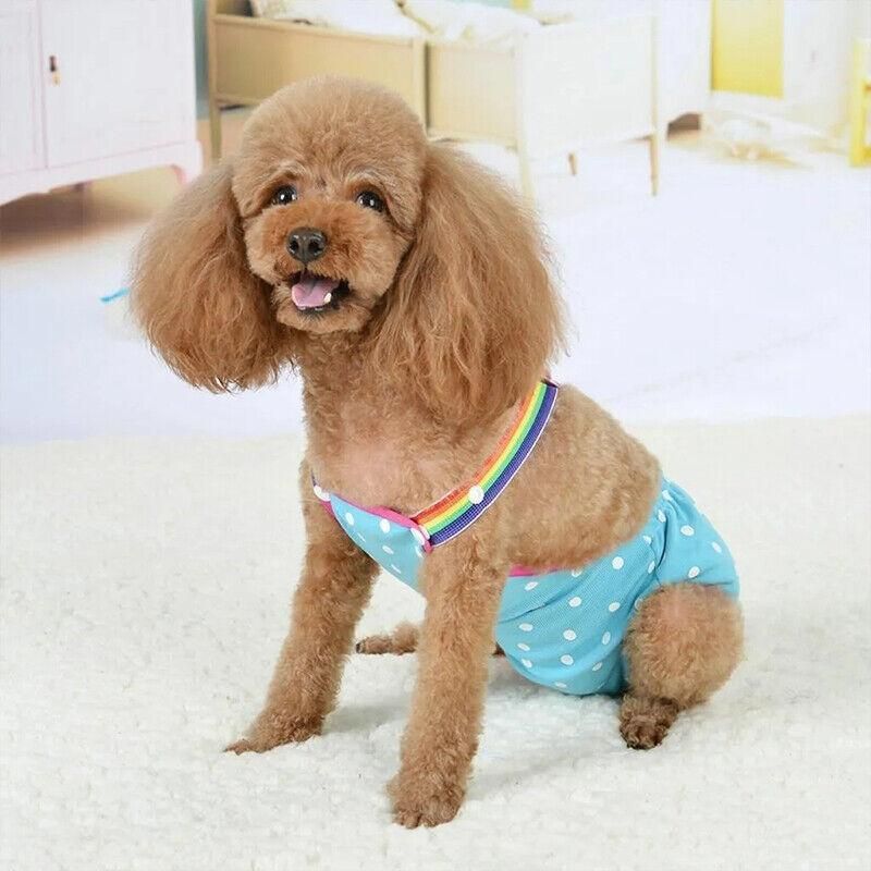 Female Pet Dog Cat Puppy Pant Menstrual Sanitary Nappy Diaper Wrap Underwear Red - L