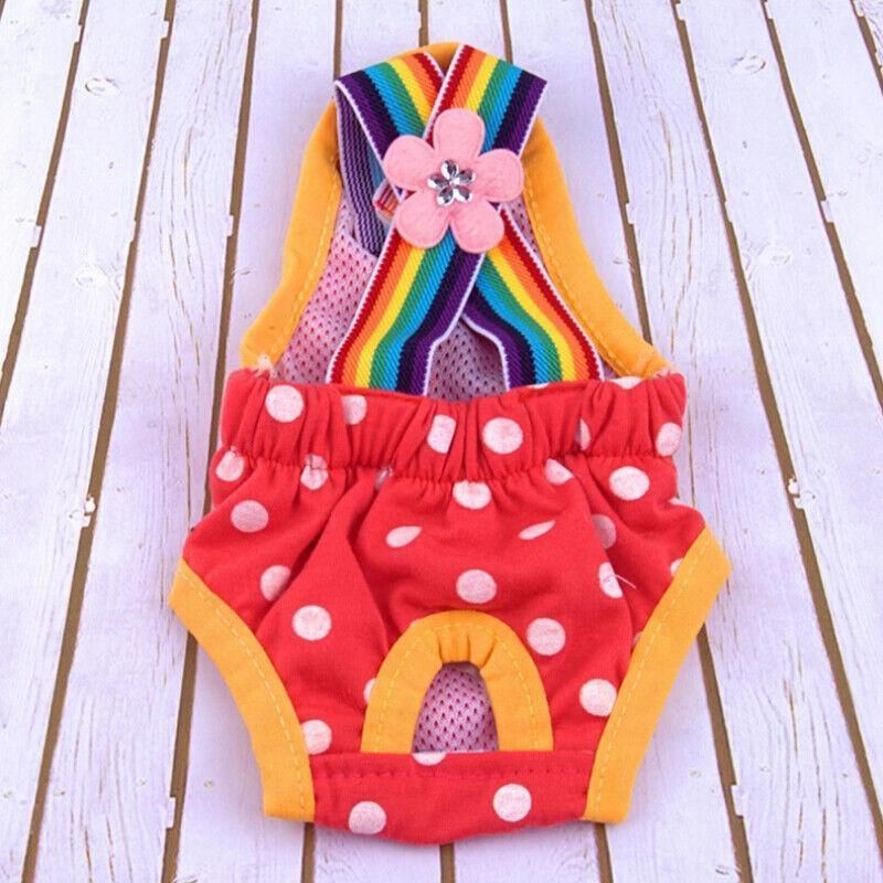 Female Pet Dog Cat Puppy Pant Menstrual Sanitary Nappy Diaper Wrap Underwear Red - L