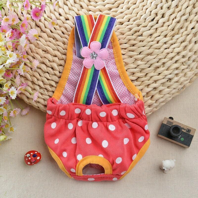 Female Pet Dog Cat Puppy Pant Menstrual Sanitary Nappy Diaper Wrap Underwear Red - XXS