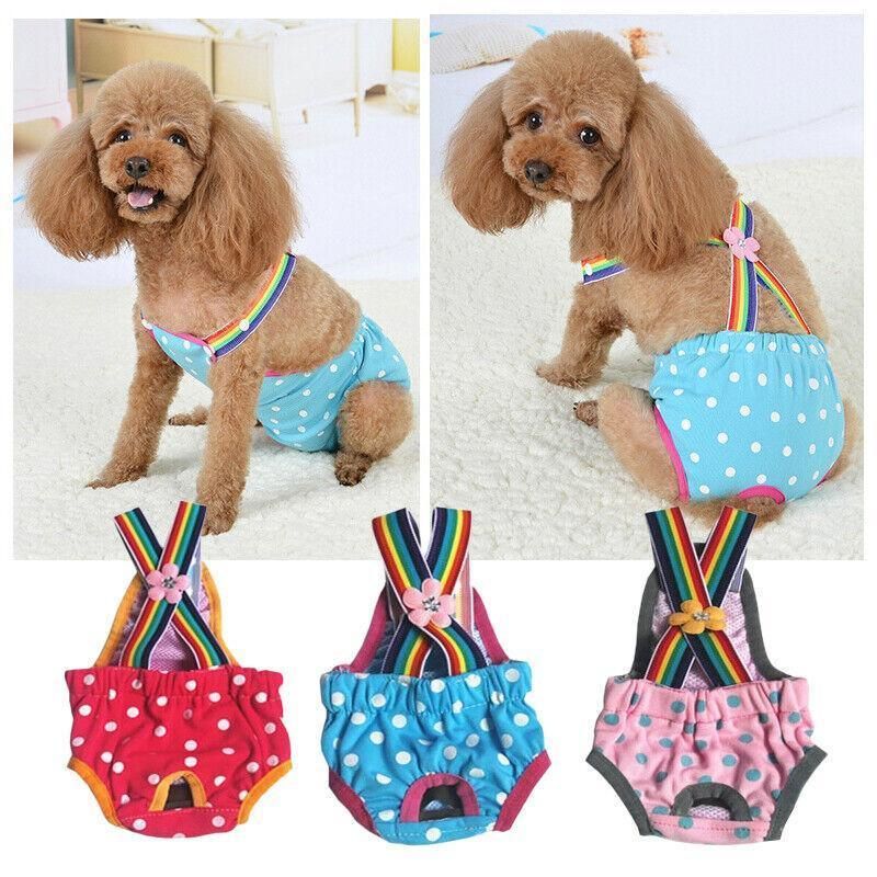 Female Pet Dog Cat Puppy Pant Menstrual Sanitary Nappy Diaper Wrap Underwear Red - XS