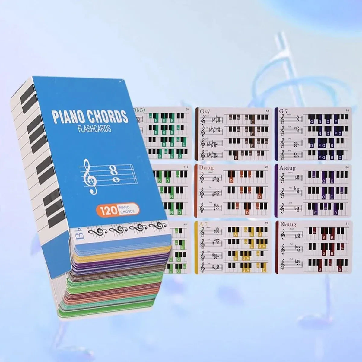 Portable Colorful Beginner Piano Chord Chart Piano Fingering Chart Easy To Read