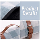 1-Piece Blue and White Check Picnic Blanket with Carry Straps, 200 x 200 cm