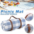 1-Piece Blue and White Check Picnic Blanket with Carry Straps, 200 x 200 cm