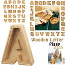 Wooden Piggy Bank Funny Letter or Guitar Coin Saving Money Box A–Z Gift Idea - X
