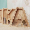 Wooden Piggy Bank Funny Letter or Guitar Coin Saving Money Box A–Z Gift Idea - X