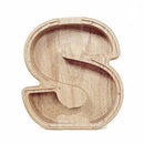 Wooden Piggy Bank Funny Letter or Guitar Coin Saving Money Box A–Z Gift Idea - S