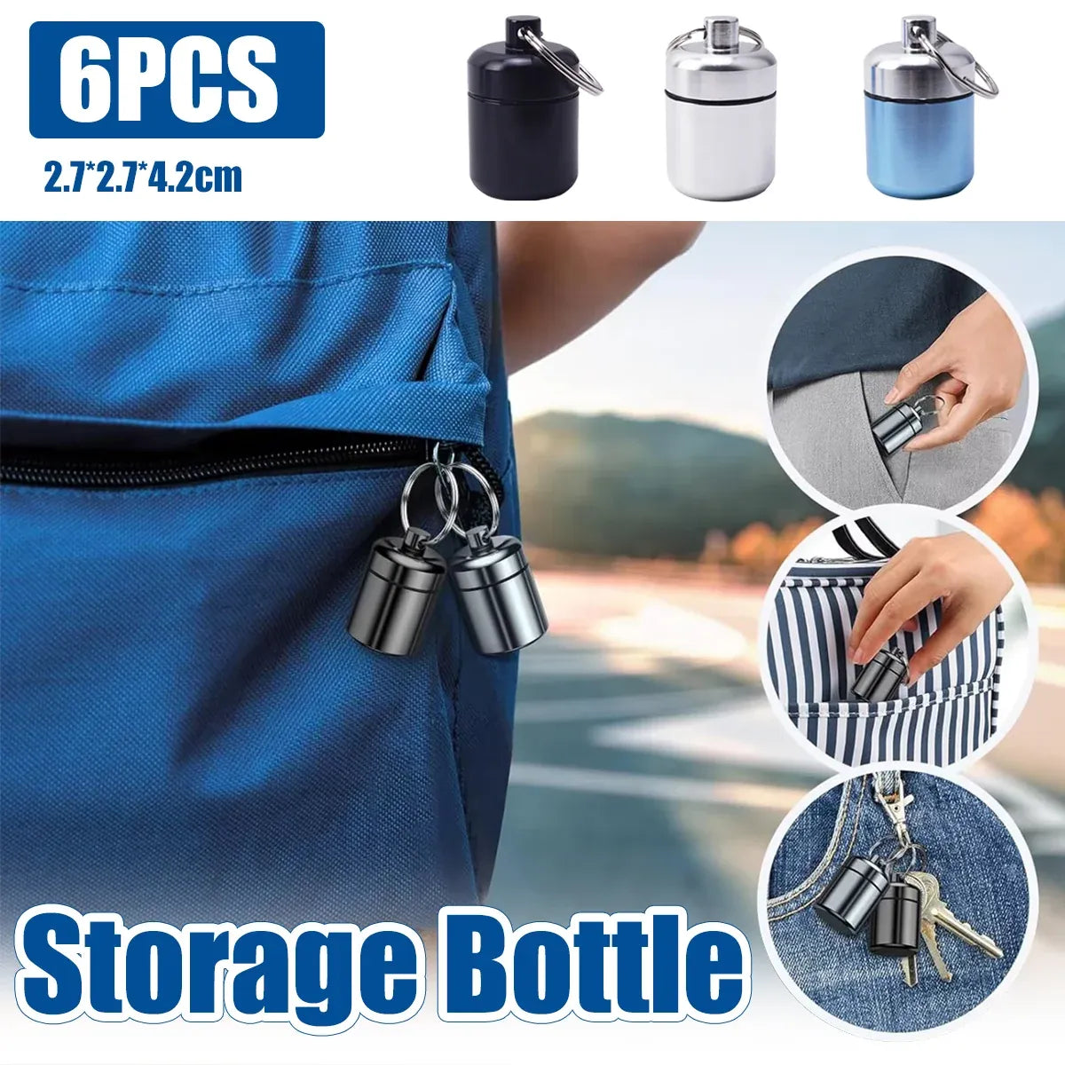 6Pcs Mini Sealed Metal Aluminum Tin Small Item Storage Jar Container Box Use - Silver