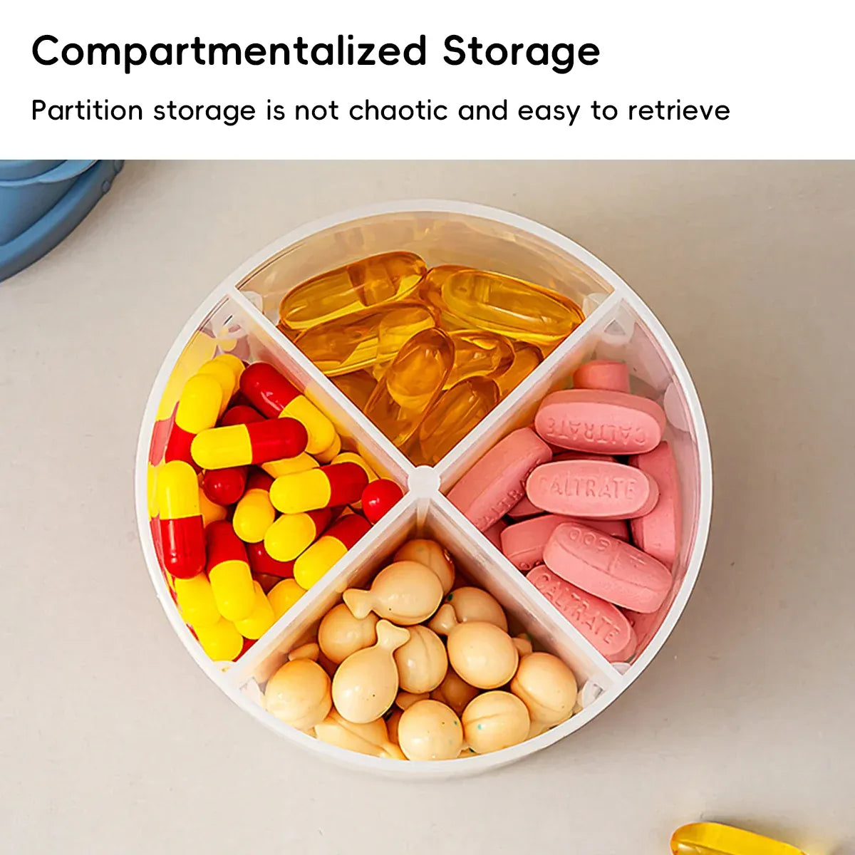 3Pcs Portable Pill Organizer Weekly Medicine Compartment Box Travel Daily Use - White