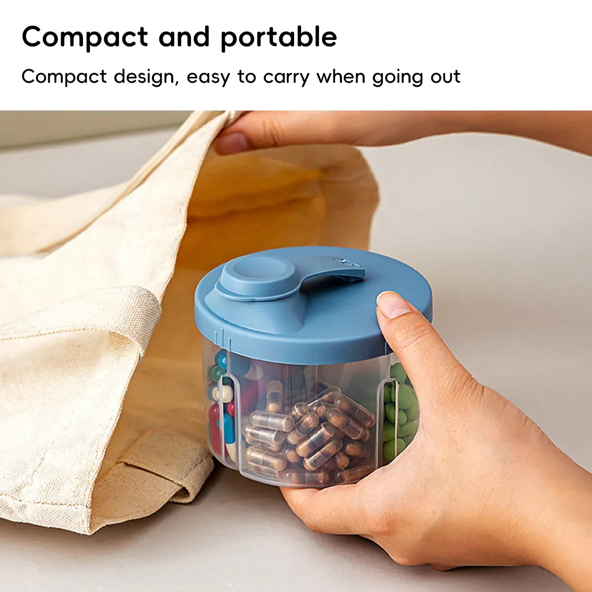 3Pcs Portable Pill Organizer Weekly Medicine Compartment Box Travel Daily Use - White